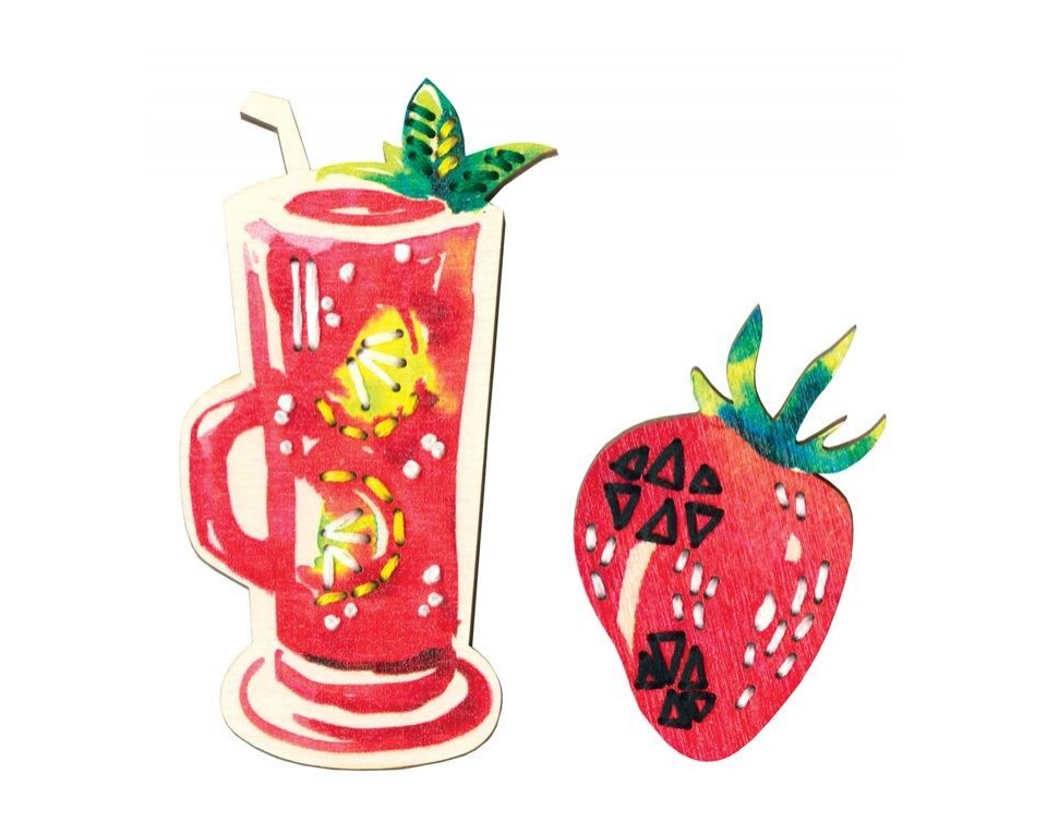 Plywood magnet kit with an applied design "Rich Fruits", Article: EHW010