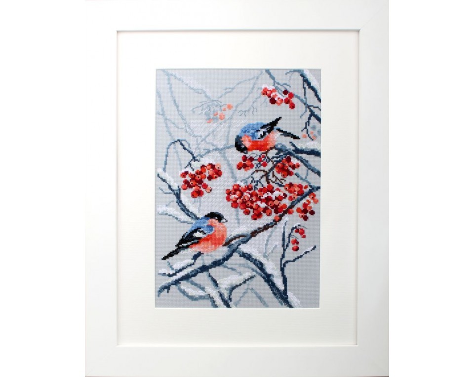 Cross-Stitch Kit "Bullfinches in Rowanberries", Article: M578