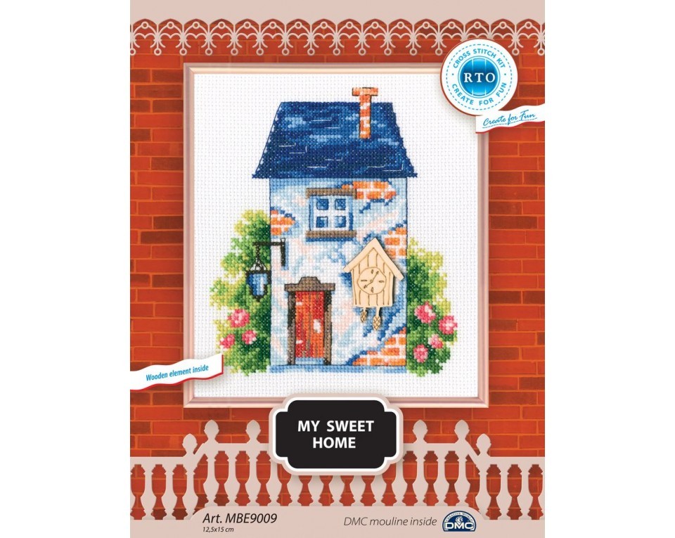 Cross-stitch kit with plywood form "My sweet home", Article: MBE9009