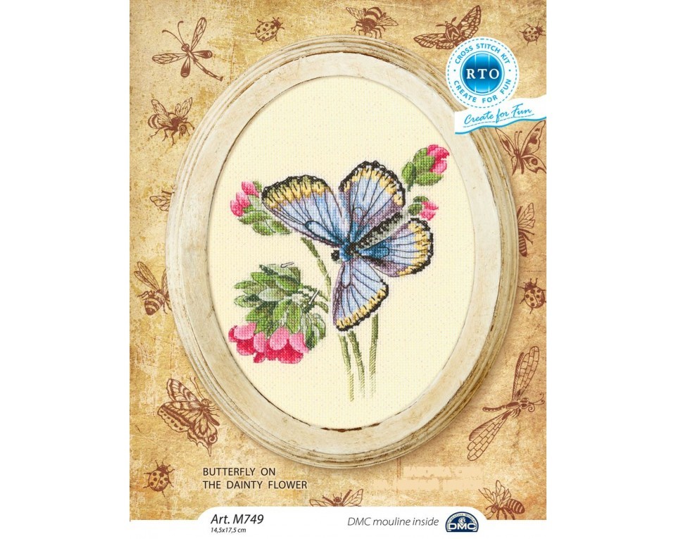Cross-stitch kits "Butterfly on the dainty flower", Article: M749