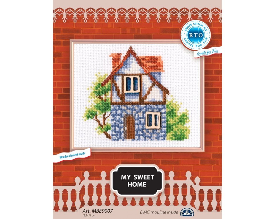 Cross-stitch kit with plywood form "My sweet home", Article: MBE9007