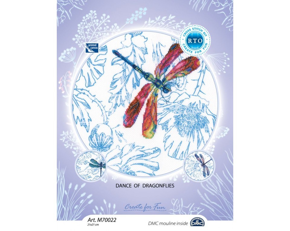 Cross-stitch kits with printed background "Dance of dragonflies", Article: M70022