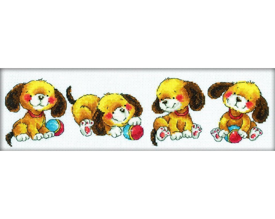 Cross-Stitch Kit "Four puppies", Article: M161