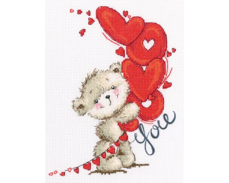 Cross-stitch kits with printed background "I love you", Article: M70032