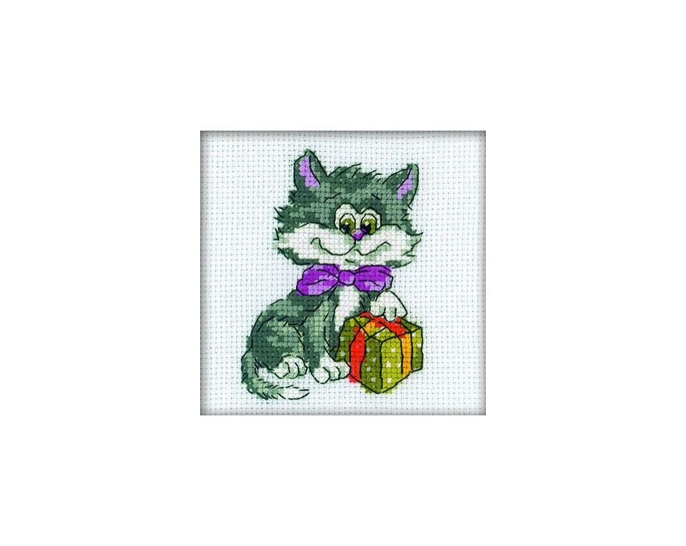 Cross-Stitch Kit "Kitty with present", Article: H203