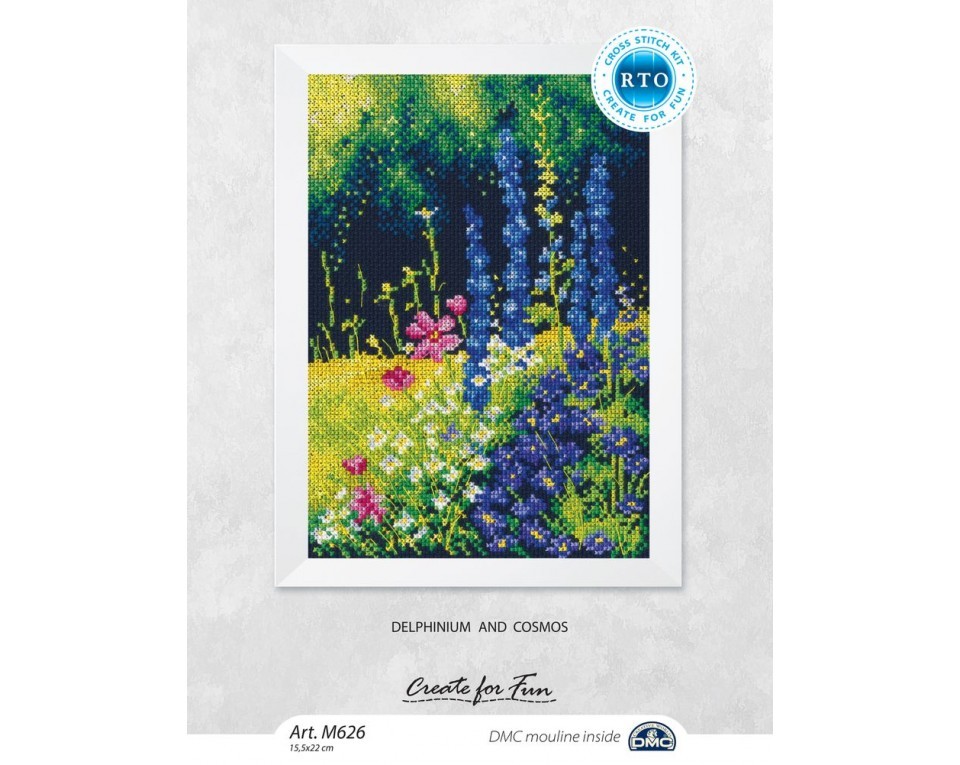 Cross-stitch kits "Delphinium and cosmos", Article: M626