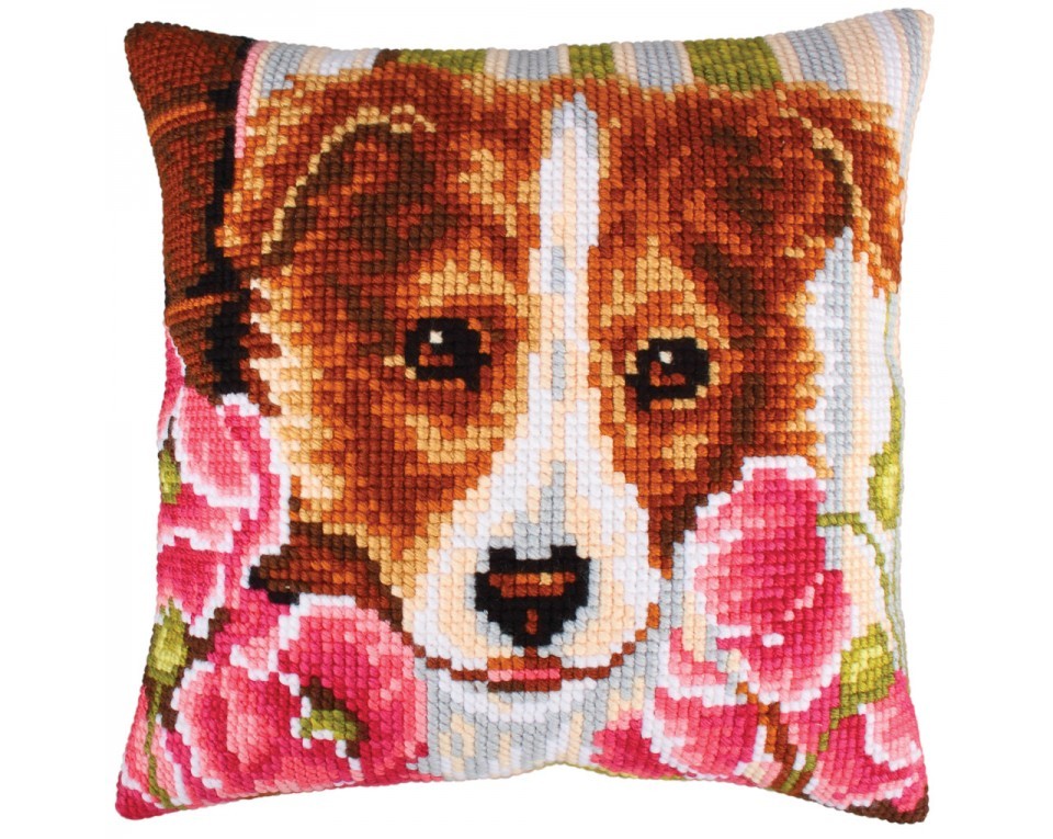 Dog and pink poppies, Article: 5 213