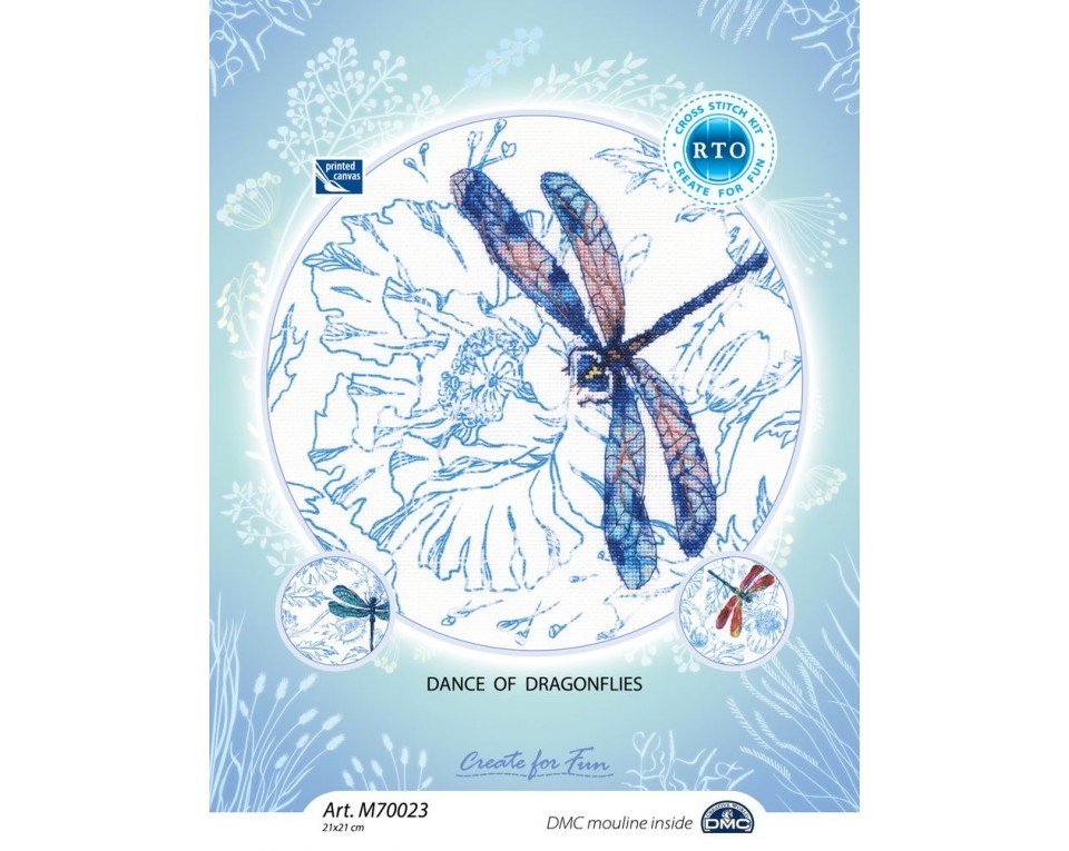 Cross-stitch kits with printed background "Dance of dragonflies", Article: M70023