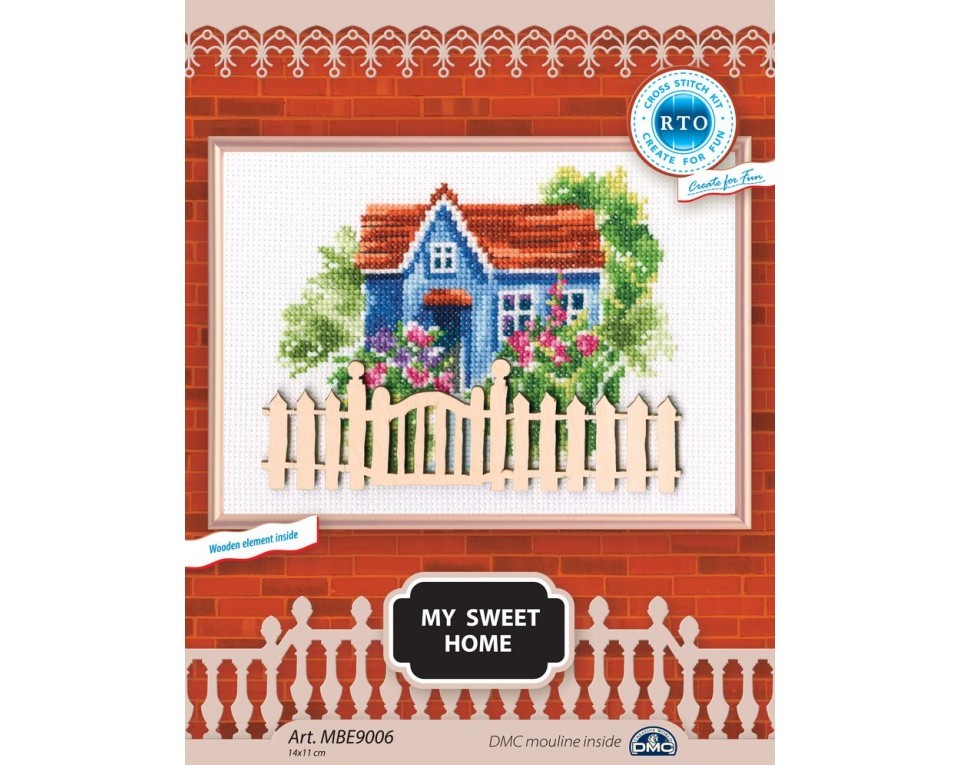 Cross-stitch kit with plywood form "My sweet home", Article: MBE9006
