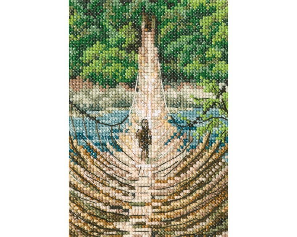 Cross-stitch kit "Hanging bamboo bridge on the Siang river", Article: C311