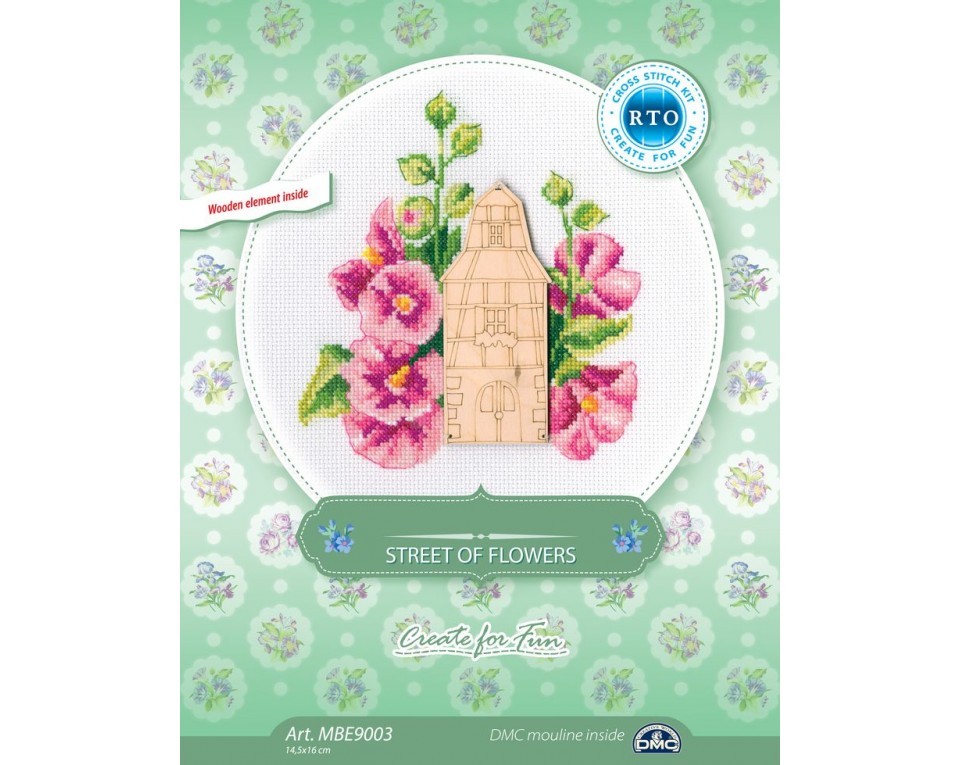 Cross-stitch kits with plywood form "Street of flowers", Article: MBE9003